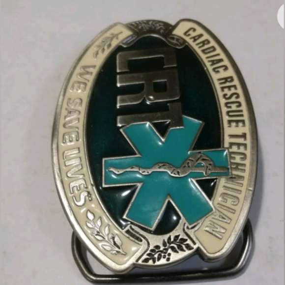 Cardiac Rescue Technician CRT Pewter Belt Buckle Vintage 1988 #2843 Made In USA  - Picture 2 of 4